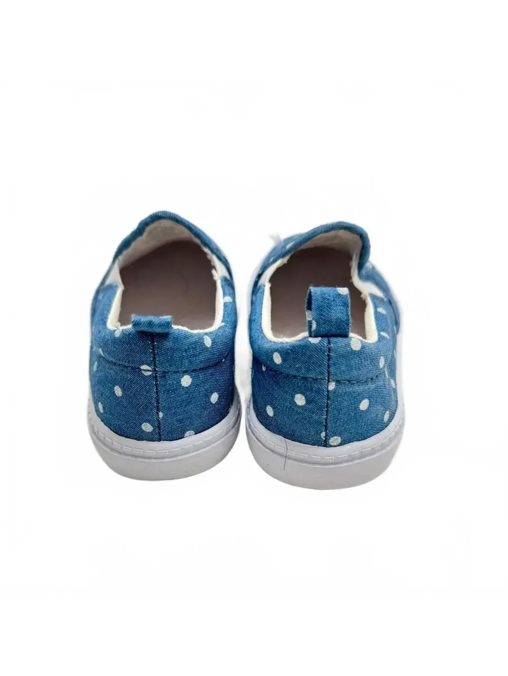 Gymboree Baby Girl's Walker Denim Blue & White Polka Dot Slip-On Shoes- Size 7 - Picture 4 of 7